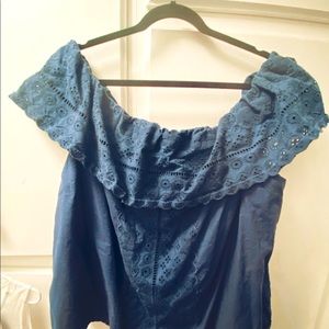 Eyelet Off the Shoulder Top